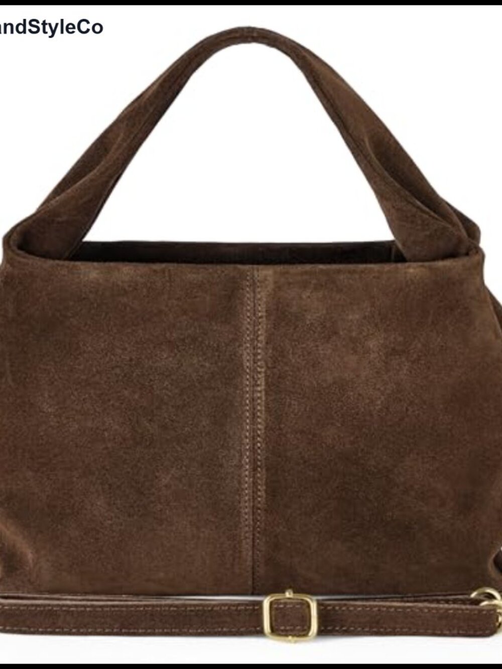 Italian Genuine Suede Shoulder Bag Sculpted Top Handle Detachable Strap